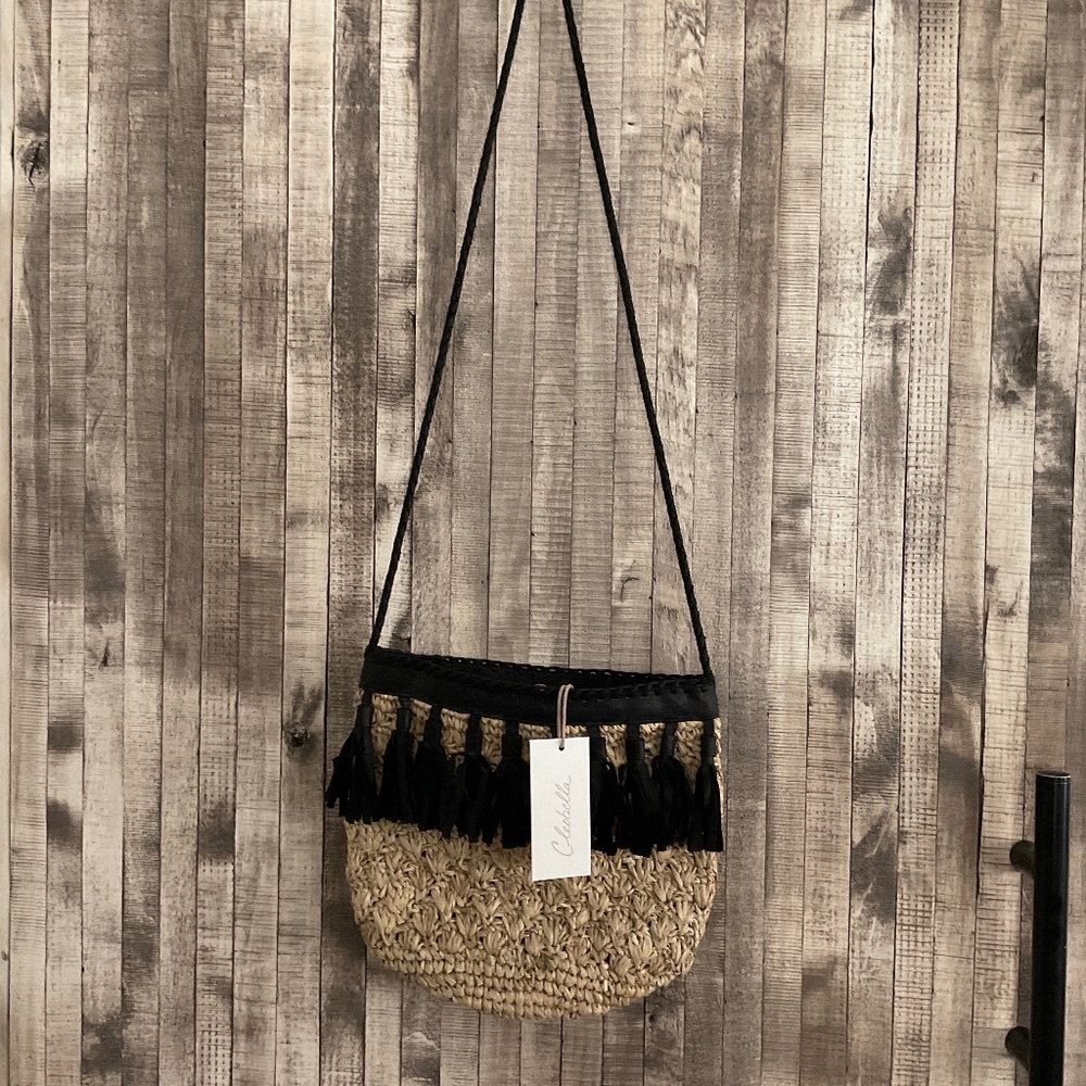 CLEOBELLA RAFIA & LEATHER SHOULDER/ CROSSBODY BAG BRAND NEW